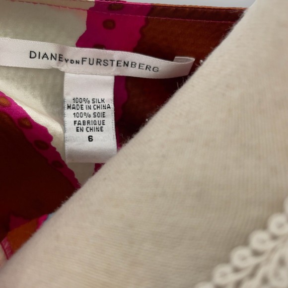 DVF Diane von Furstenburg Womens Margot Silk Printed Button Front Shift Dress 6 - Picture 15 of 16